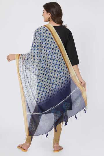 Tie And Dye Diamond Digital Print Chanderi Silk Dupatta
